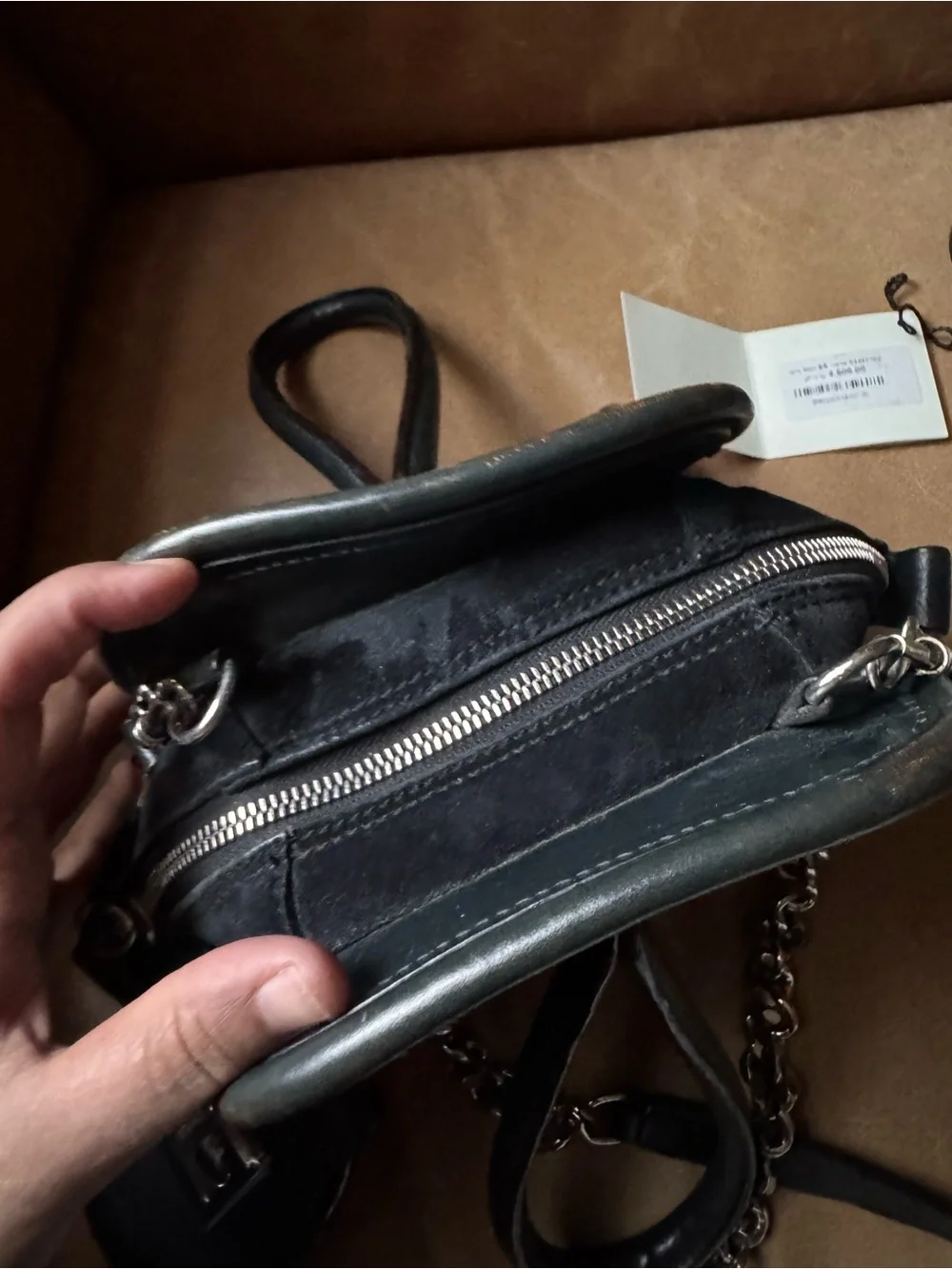 Jean Paul Gaultier Dark Green Leather Crossbody Chain Strap and short handles
